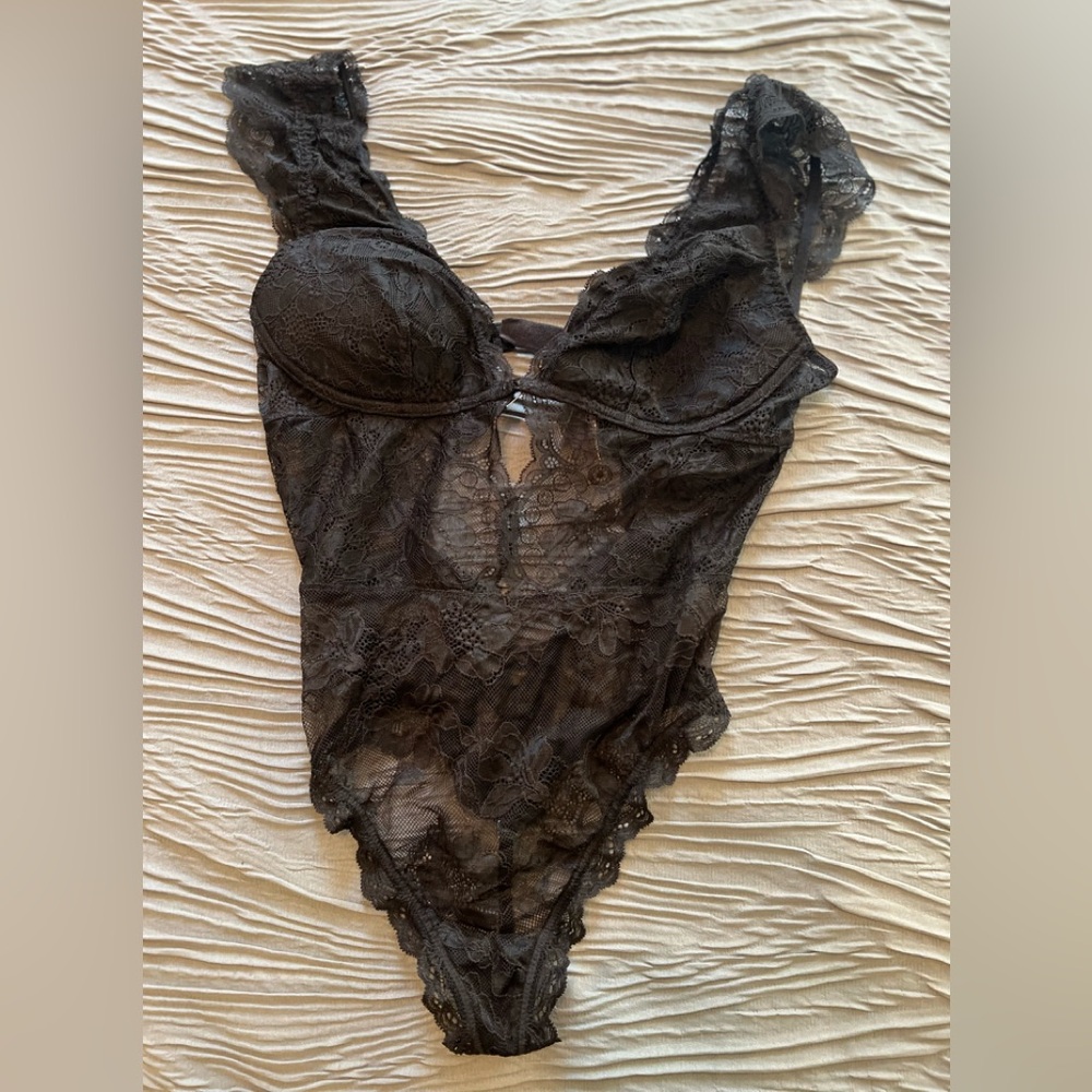 Victoria's Secret Black Lace Bodysuit